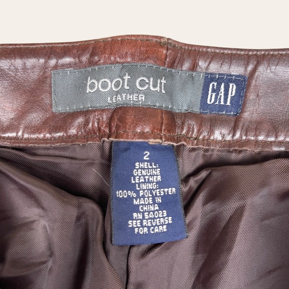 Vintage Y2K Chocolate Brown Leather Bootcut Pants Size 2 | The Gap - Picture 4 of 10